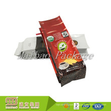 Flexible Packaging High Barrier Custom Printed Quad Sealing Side Gusset Plastic Coffee Bag With Tin Tie And Valve